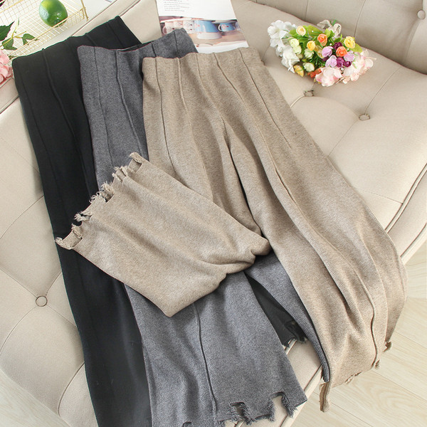 Pantaloni largi dama casual cu talie inalta in diferite culori