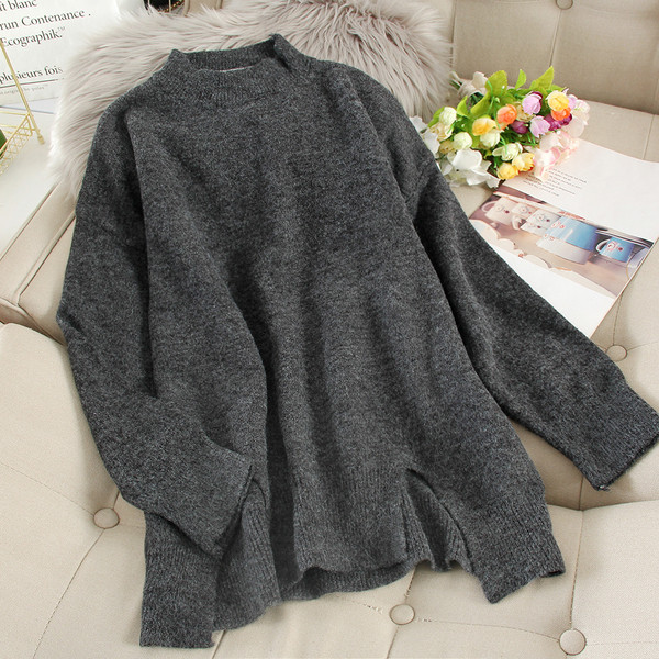 Pulover casual dama asimetric cu decolteu oval in mai multe culori