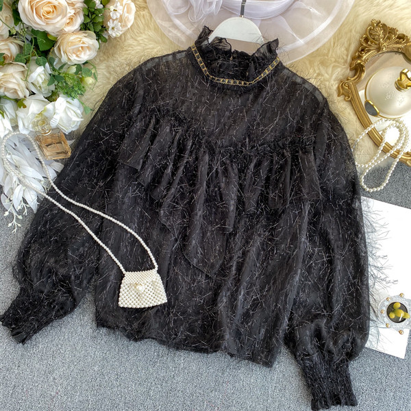 Cămașă elegantă de damă cu guler scăzut în mai multe culori