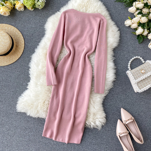 Rochie de dama cu inchidere asimetrica si decolteu rotund