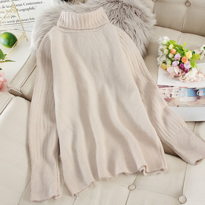 Ежедневен дамски пуловер с висока яка в различни цветове