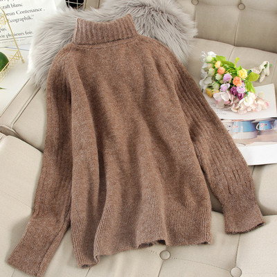 Ежедневен дамски пуловер с висока яка в различни цветове