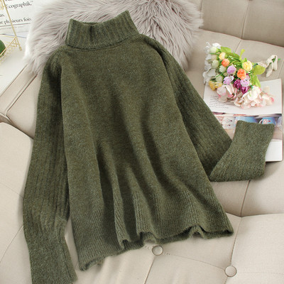 Ежедневен дамски пуловер с висока яка в различни цветове