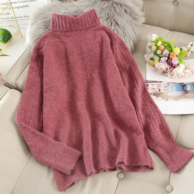 Ежедневен дамски пуловер с висока яка в различни цветове
