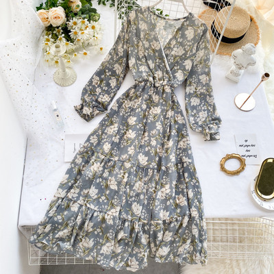 Γυναικείο φόρεμα με floral σχέδιο και V-neck σε διάφορα χρώματα