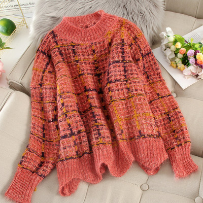 Alkalmi női pulóver aszimmetrikus modell ovális nyakkivágással