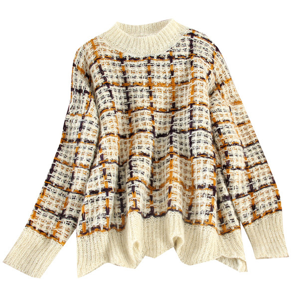 Alkalmi női pulóver aszimmetrikus modell ovális nyakkivágással