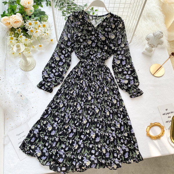 Rochie de dama cu model floral si nasturi in trei culori