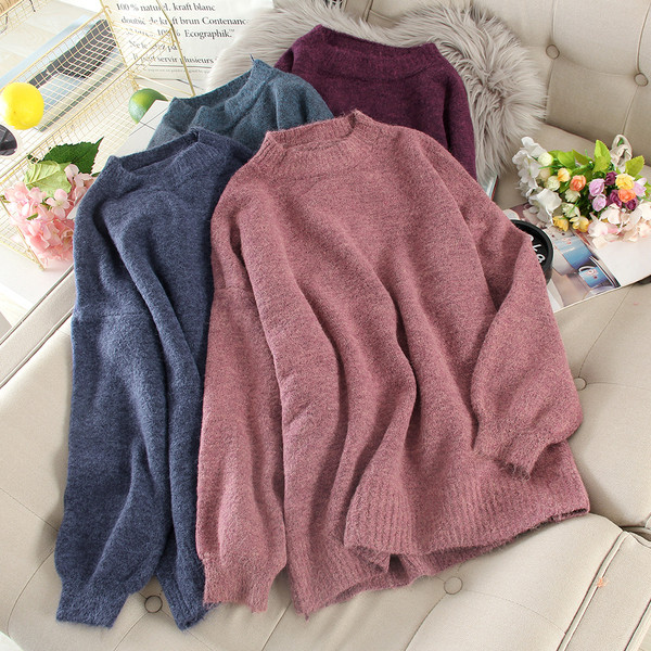 Pulover casual de dama in diferite culori si decolteu oval