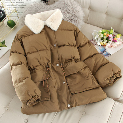 Geaca de iarna casual de dama cu sireturi si captuseala moale in mai multe culori