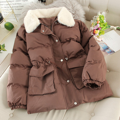 Geaca de iarna casual de dama cu sireturi si captuseala moale in mai multe culori