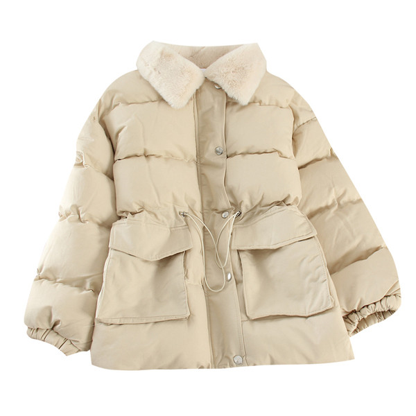 Geaca de iarna casual de dama cu sireturi si captuseala moale in mai multe culori