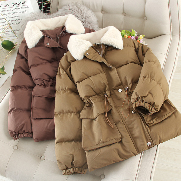 Geaca de iarna casual de dama cu sireturi si captuseala moale in mai multe culori