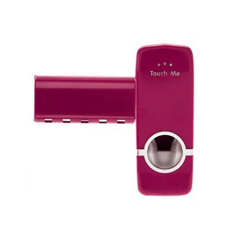 Dozator automat de pasta de dinti cu suport pentru cinci perii in rosu si alb