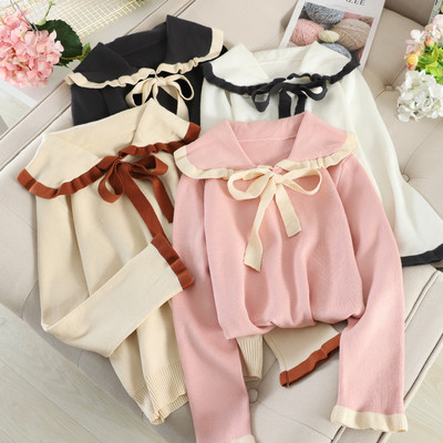 Pulover de dama cu panglica si maneci lungi in mai multe culori