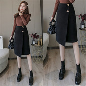 Jelenlegi női szoknya - fekete és barna aszimmetrikus modell
