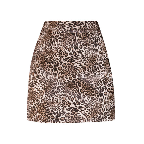 Fusta scurta de dama model nou cu model animal - talie inalta