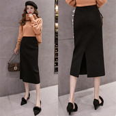 Fusta casual de dama model nou cu fanta in negru si verde