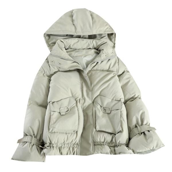 Geaca de iarna moderna de dama cu gluga si buzunare in patru culori