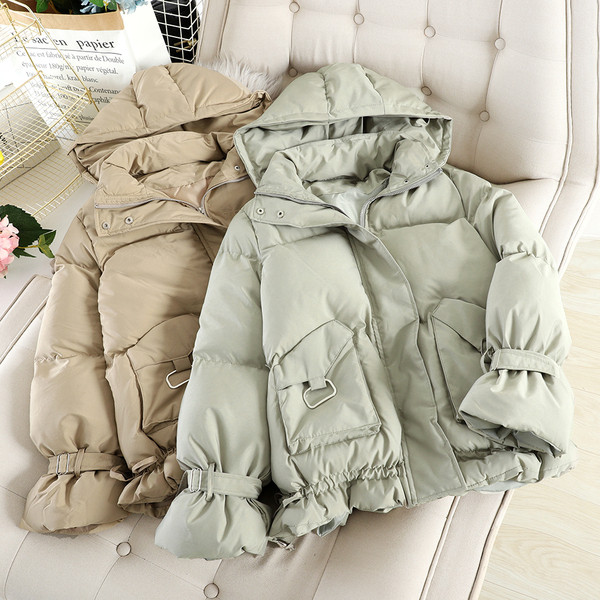 Geaca de iarna moderna de dama cu gluga si buzunare in patru culori