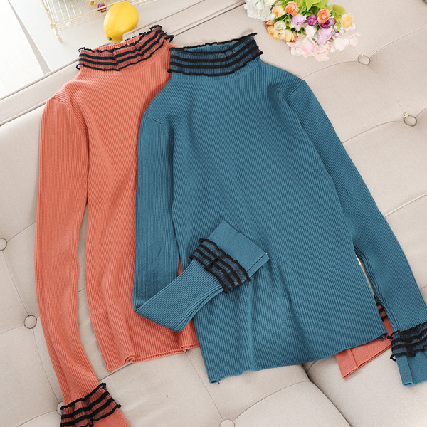 Pulover de dama modern cu guler polo in mai multe culori