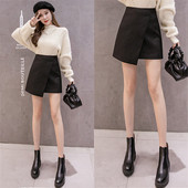 Fusta de dama moderna - model asimetric in negru, maro si gri