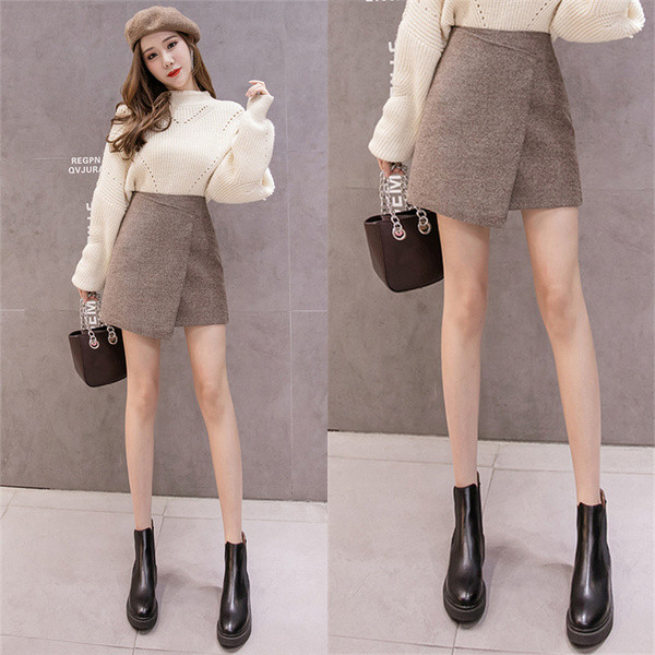 Fusta de dama moderna - model asimetric in negru, maro si gri