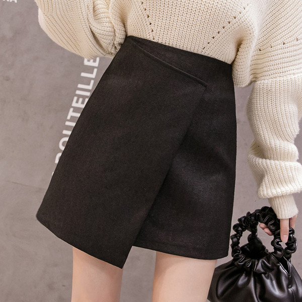 Fusta de dama moderna - model asimetric in negru, maro si gri