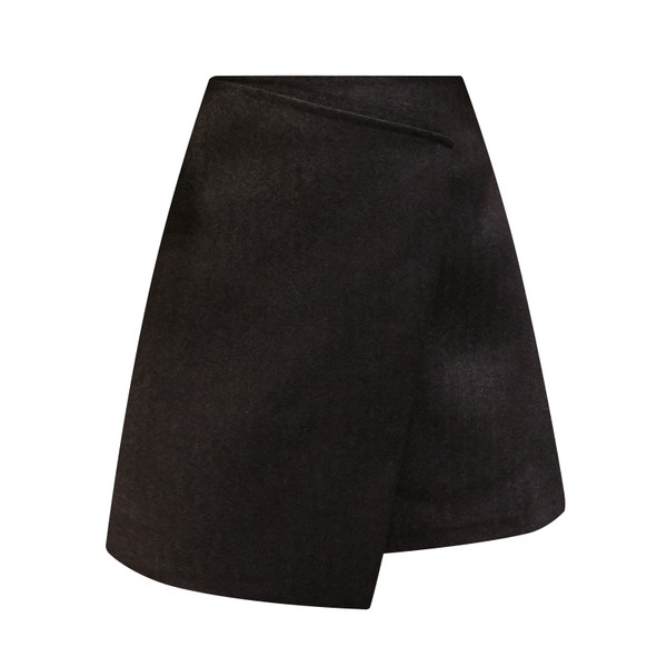 Fusta de dama moderna - model asimetric in negru, maro si gri