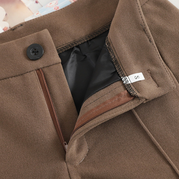 Pantaloni scurți casual de iarnă de damă, cu talie înaltă și curea