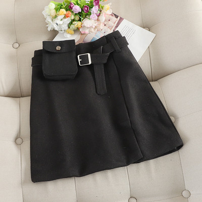 Fusta casual de dama cu talie inalta si curea in trei culori