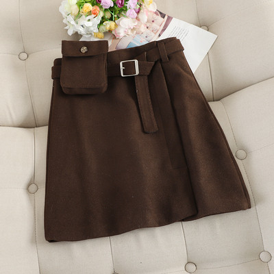 Fusta casual de dama cu talie inalta si curea in trei culori