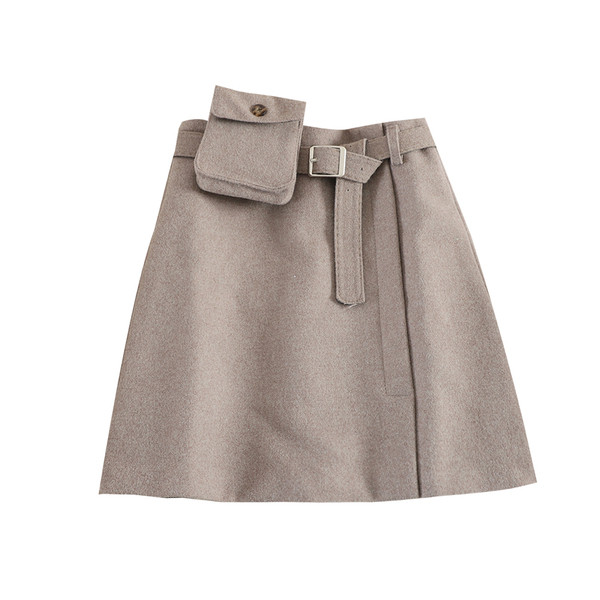 Fusta casual de dama cu talie inalta si curea in trei culori