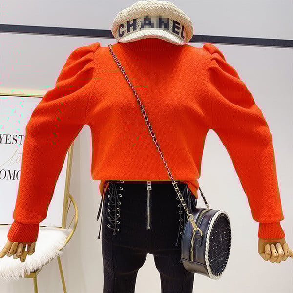 Pulover de dama modern cu maneci bufante in patru culori