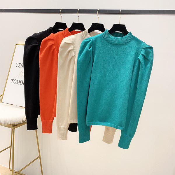 Pulover de dama modern cu maneci bufante in patru culori