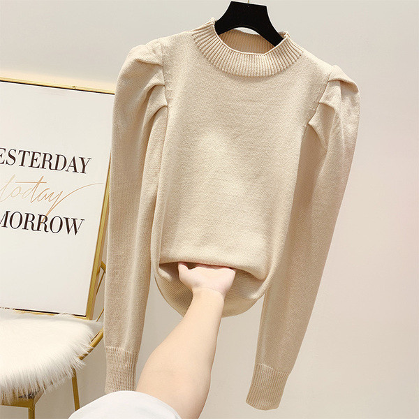 Pulover de dama modern cu maneci bufante in patru culori