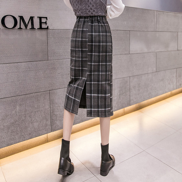 Fusta de damă modernă în carouri cu talie înaltă - două culori