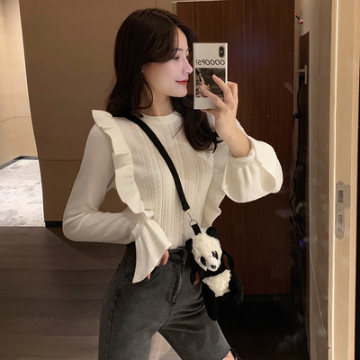 Дамски втален пуловер с къдри - много цветове