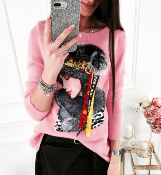 Pulover de dama model nou cu aplicatie si puf in trei culori