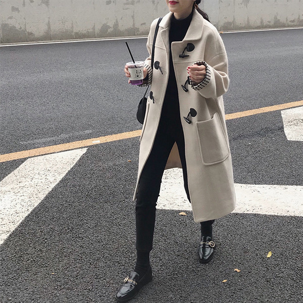 Дълго пролетно-есенно палто в сив и бежов цвят 