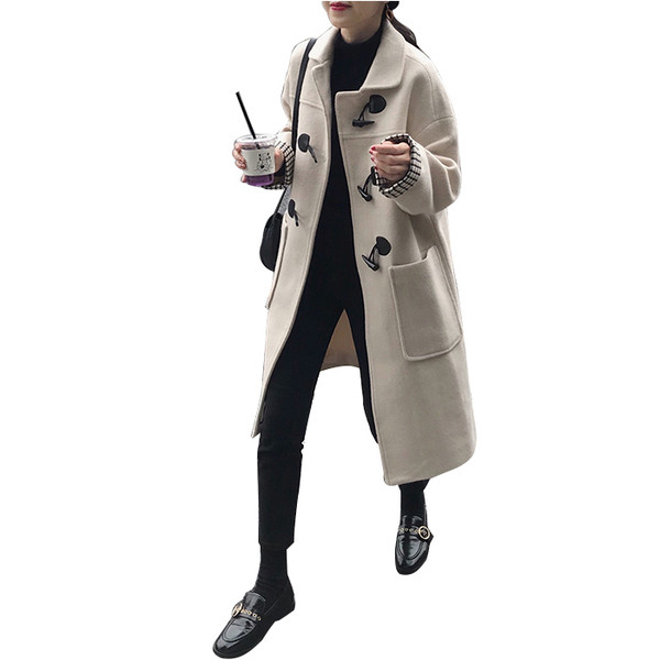 Дълго пролетно-есенно палто в сив и бежов цвят 