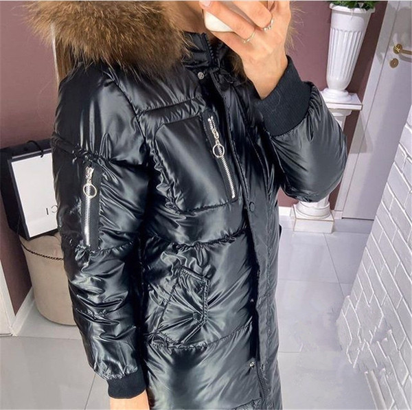 Guler lung de damă elegant cu glugă și puf în patru culori