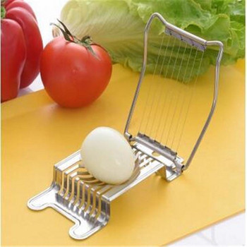 Практичен уред за рязане на яйце от неръждаема стомана в сребрист цвят