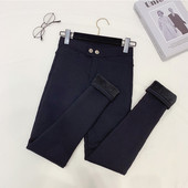 Pantaloni de dama cu talie inalta de culoare neagra