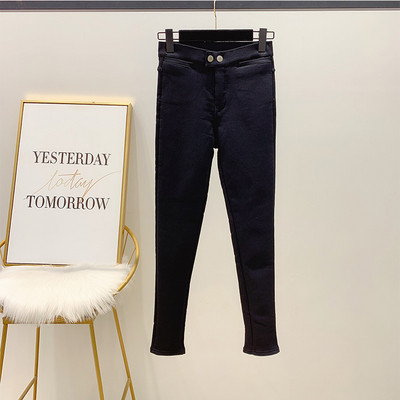 Pantaloni de dama cu talie inalta de culoare neagra