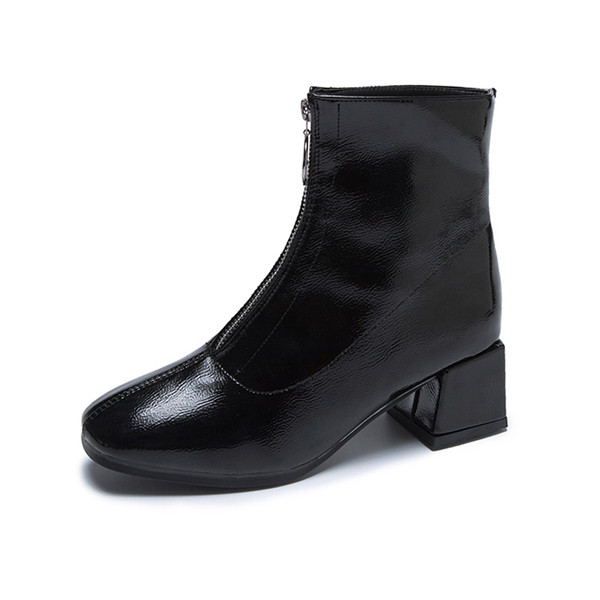 Stílusos női csizma eko bőrből, vastag sarkú fekete és piros színben