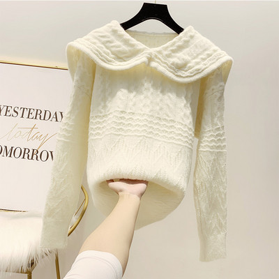 Γυναικείο πουλόβερ με κολάρο σε τρία χρώματα