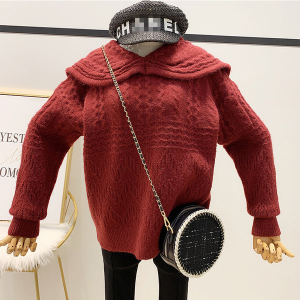 Γυναικείο πουλόβερ με κολάρο σε τρία χρώματα