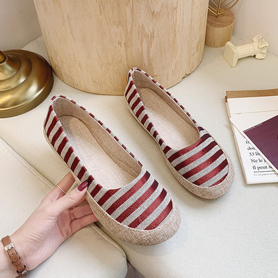 Pantofi casual dama cu dungi in doua culori