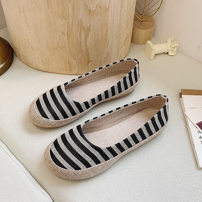 Pantofi casual dama cu dungi in doua culori